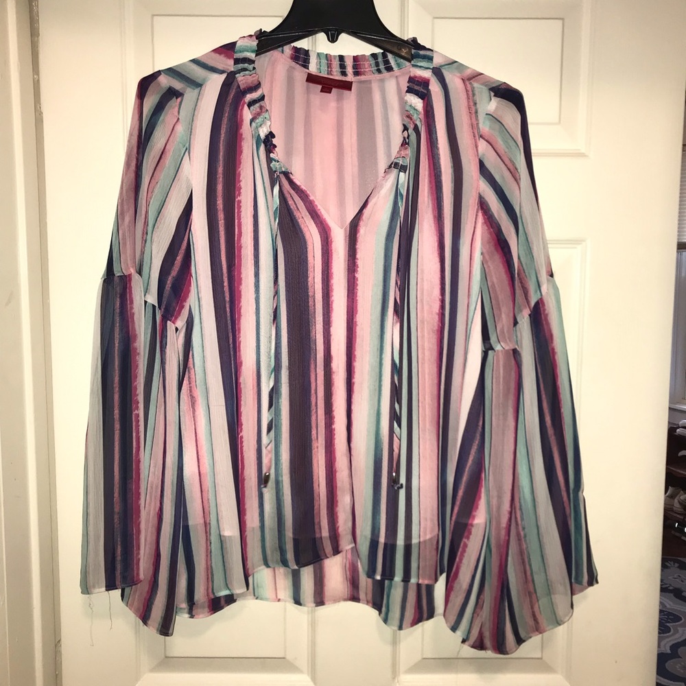 Boho colorful striped blouse. Like new